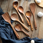 Kitchen Utensil Set Acacia Wood Non-Scratch Stand