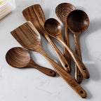 Kitchen Utensil Set Acacia Wood Non-Scratch Stand