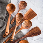 Kitchen Utensil Set Cookware Safe Natural Finish Comfort Grip