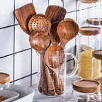Kitchen Utensil Set Cookware Safe Natural Finish Comfort Grip
