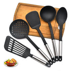 Kitchen Utensil Set Heat-Resistant Nylon Ergonomic Handles Dishwasher Safe