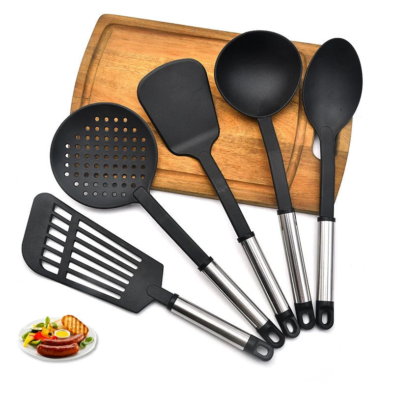 Kitchen Utensil Set Heat-Resistant Nylon Ergonomic Handles Dishwasher Safe