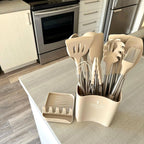 Kitchen Utensil Set Heat-Resistant Silicone 12-Piece With Bucket
