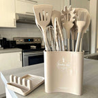 Kitchen Utensil Set Heat-Resistant Silicone 12-Piece With Bucket