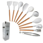 Kitchen Utensil Set Heat-Resistant Silicone & Beech Wood