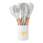 Kitchen Utensil Set Heat-Resistant Silicone & Beech Wood