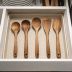 Kitchen Utensil Set Natural Wood Heat-Resistant Non-Scratch