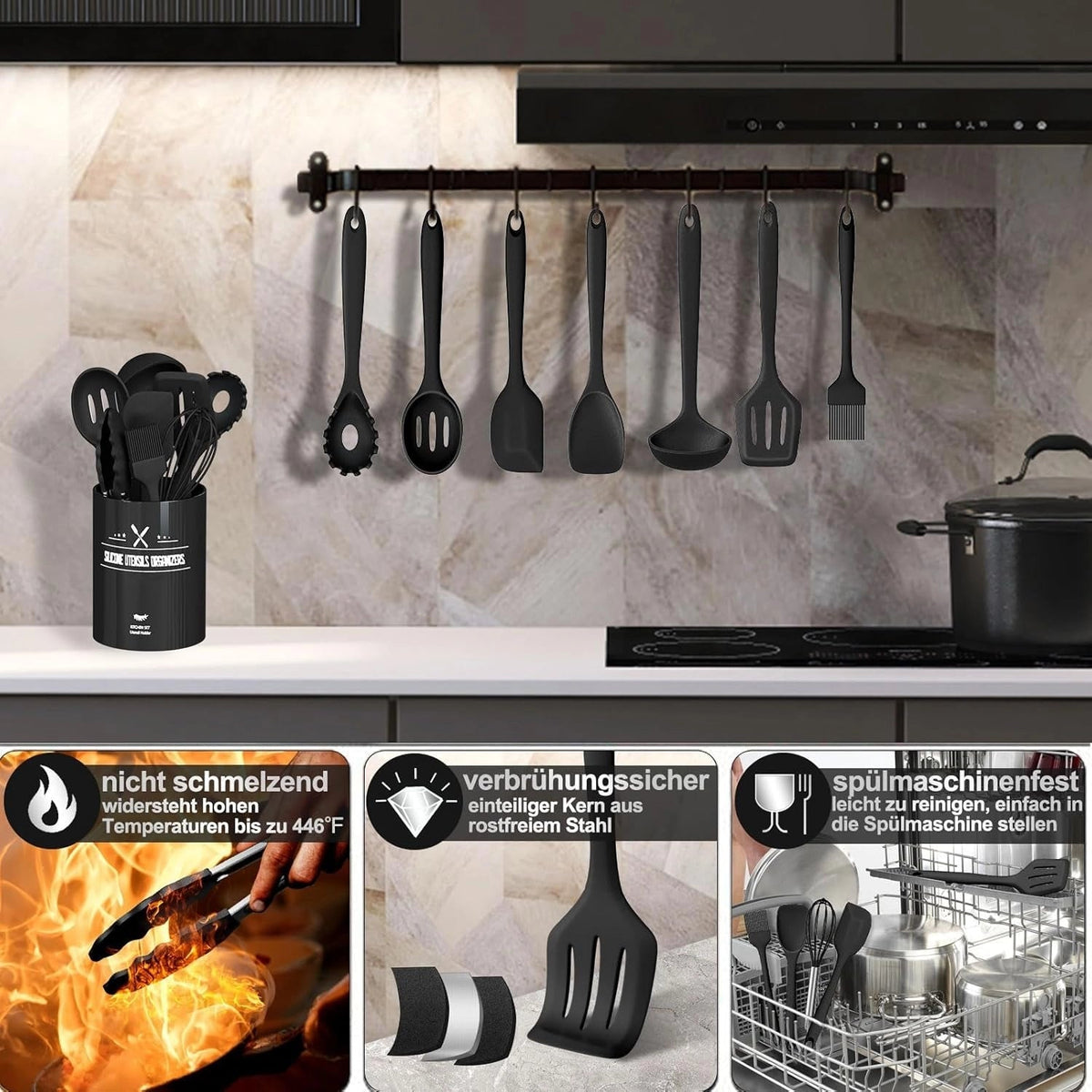 Kitchen Utensil Set Non-Stick Heat-Resistant Silicone 12-Piece