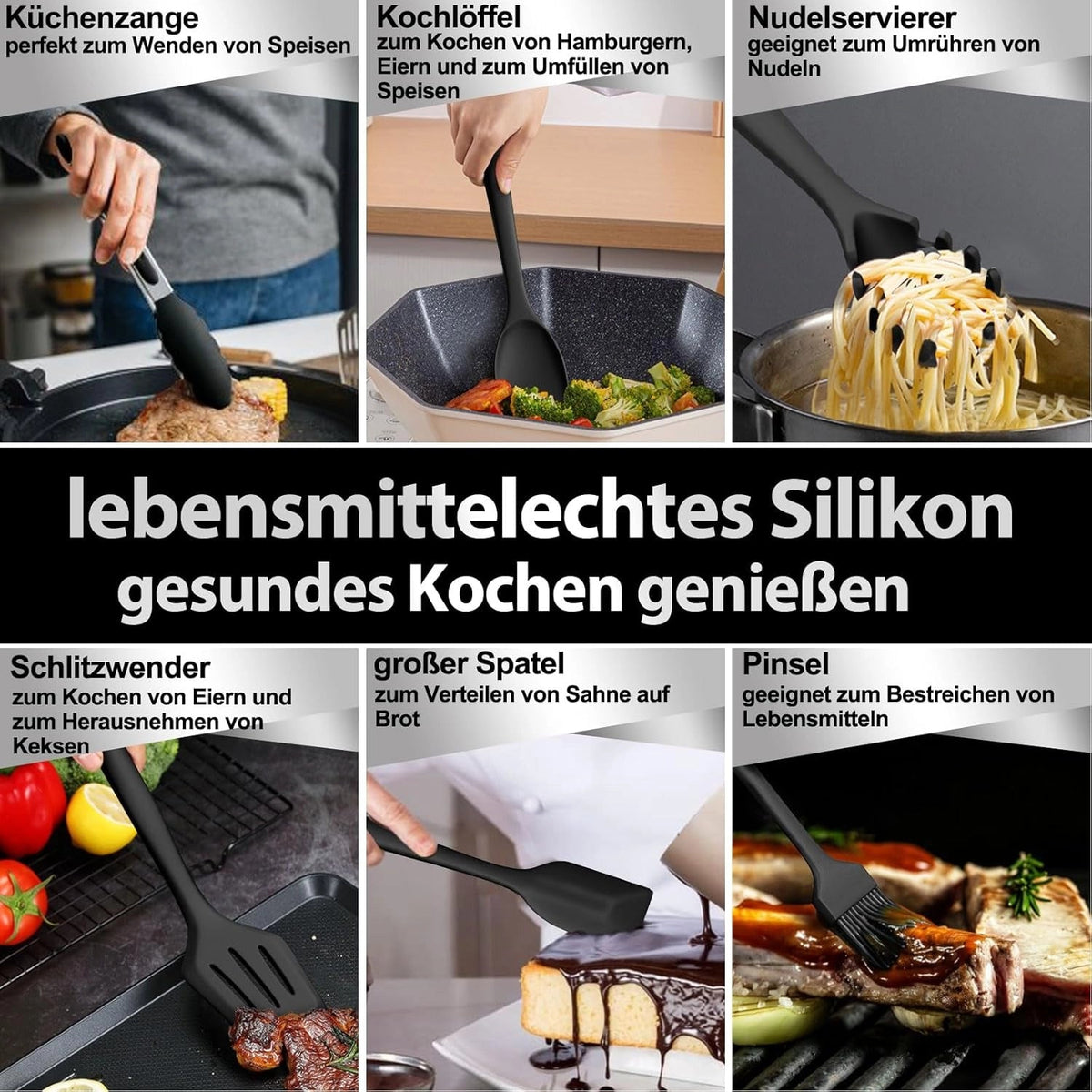 Kitchen Utensil Set Non-Stick Heat-Resistant Silicone 12-Piece