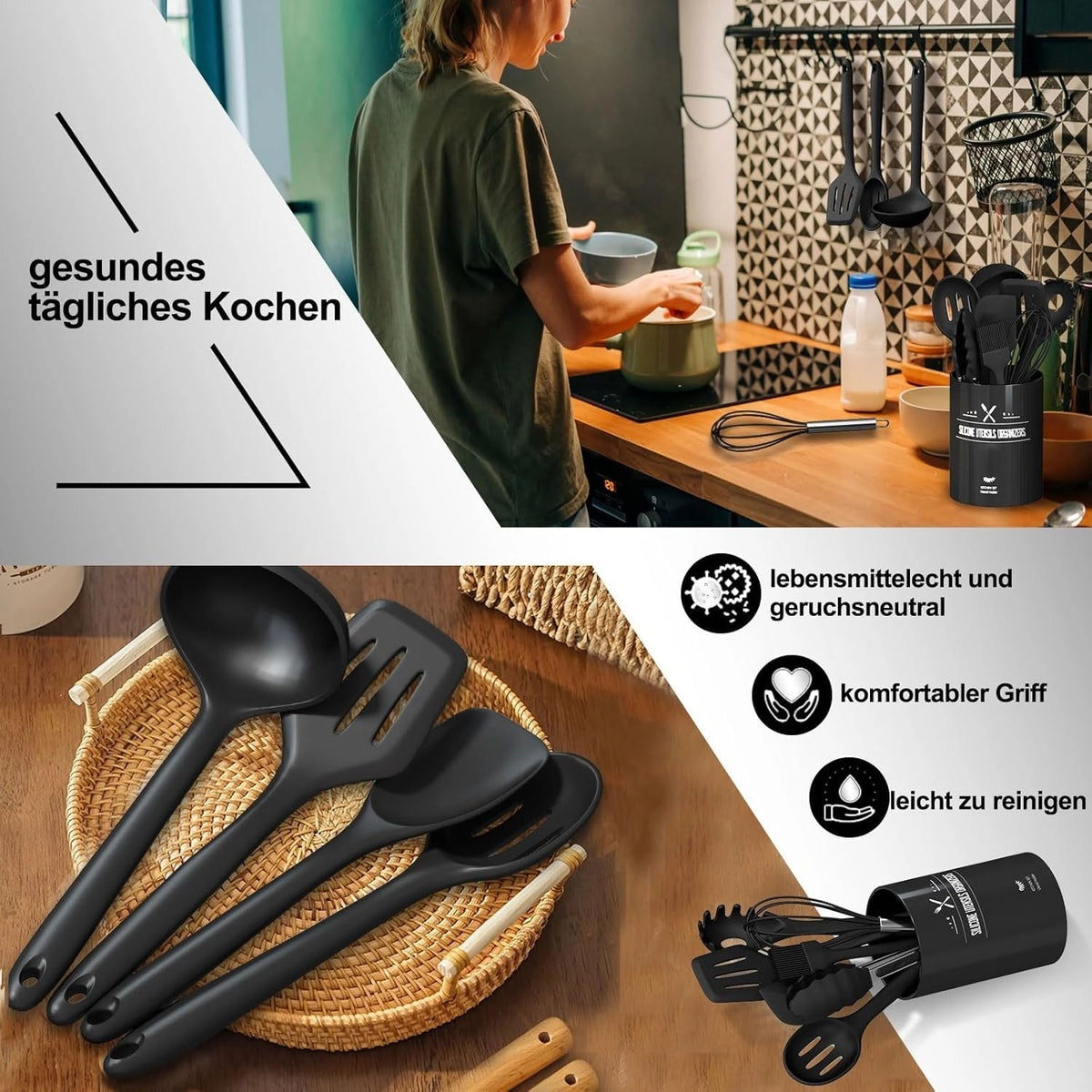 Kitchen Utensil Set Non-Stick Heat-Resistant Silicone 12-Piece