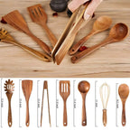 Kitchen Utensil Set Solid Beechwood 7-Piece Heat-Resistant & Non-Scratch