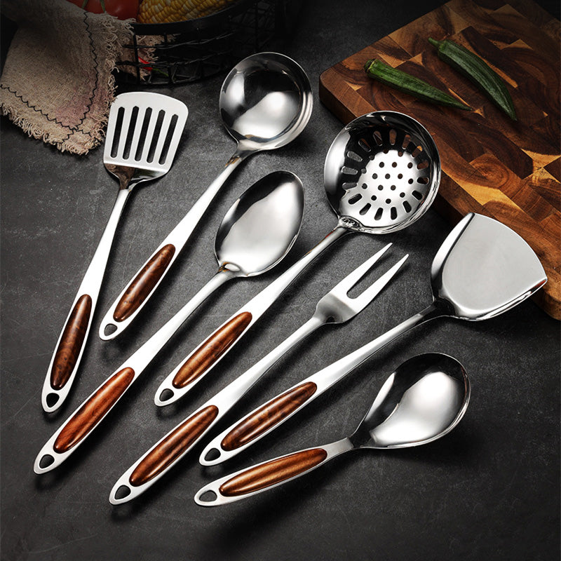 Kitchen Utensil Set Stainless Steel Non-Slip Handles 5-Piece