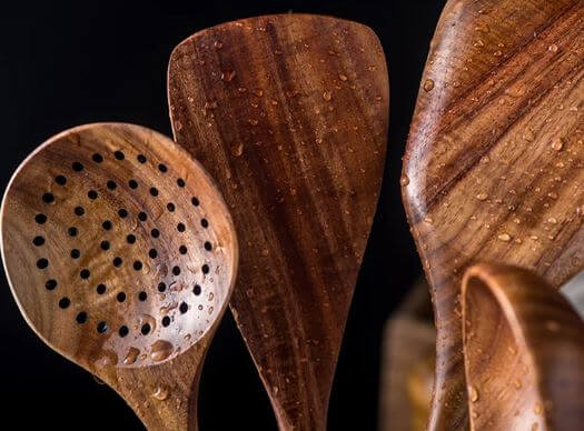 Kitchen Utensil Set Teak Wood Non-Scratch