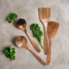 Kitchen Utensil Set Teak Wood Non-Scratch