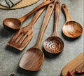 Kitchen Utensil Set Teak Wood Non-Scratch & Food-Safe Finish