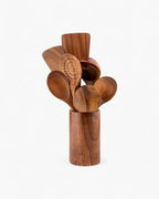 Kitchen Utensil Set Teak Wood Protects Non-Stick Heat-Resistant
