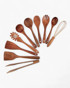 Kitchen Utensil Set Teak Wood Protects Non-Stick Heat-Resistant