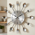 Kitchen Wall Clock Cutlery-Inspired Silent Metal