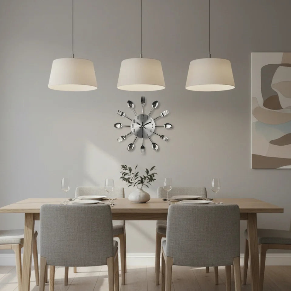 Kitchen Wall Clock Cutlery-Inspired Silent Metal