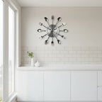 Kitchen Wall Clock Cutlery-Inspired Silent Metal