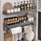 Kitchen Wall Rack Thickened Aluminum Drill-Free Mounting