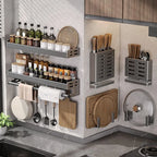 Kitchen Wall Rack Thickened Aluminum Drill-Free Mounting