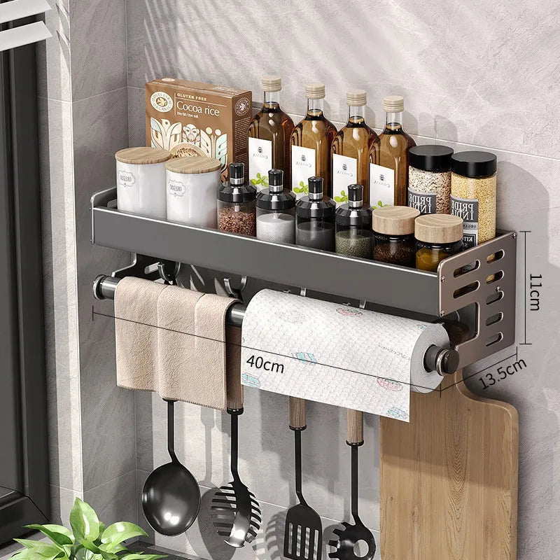 Kitchen Wall Rack Thickened Aluminum Drill-Free Mounting