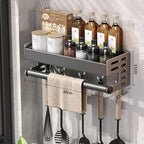 Kitchen Wall Rack Thickened Aluminum Drill-Free Mounting
