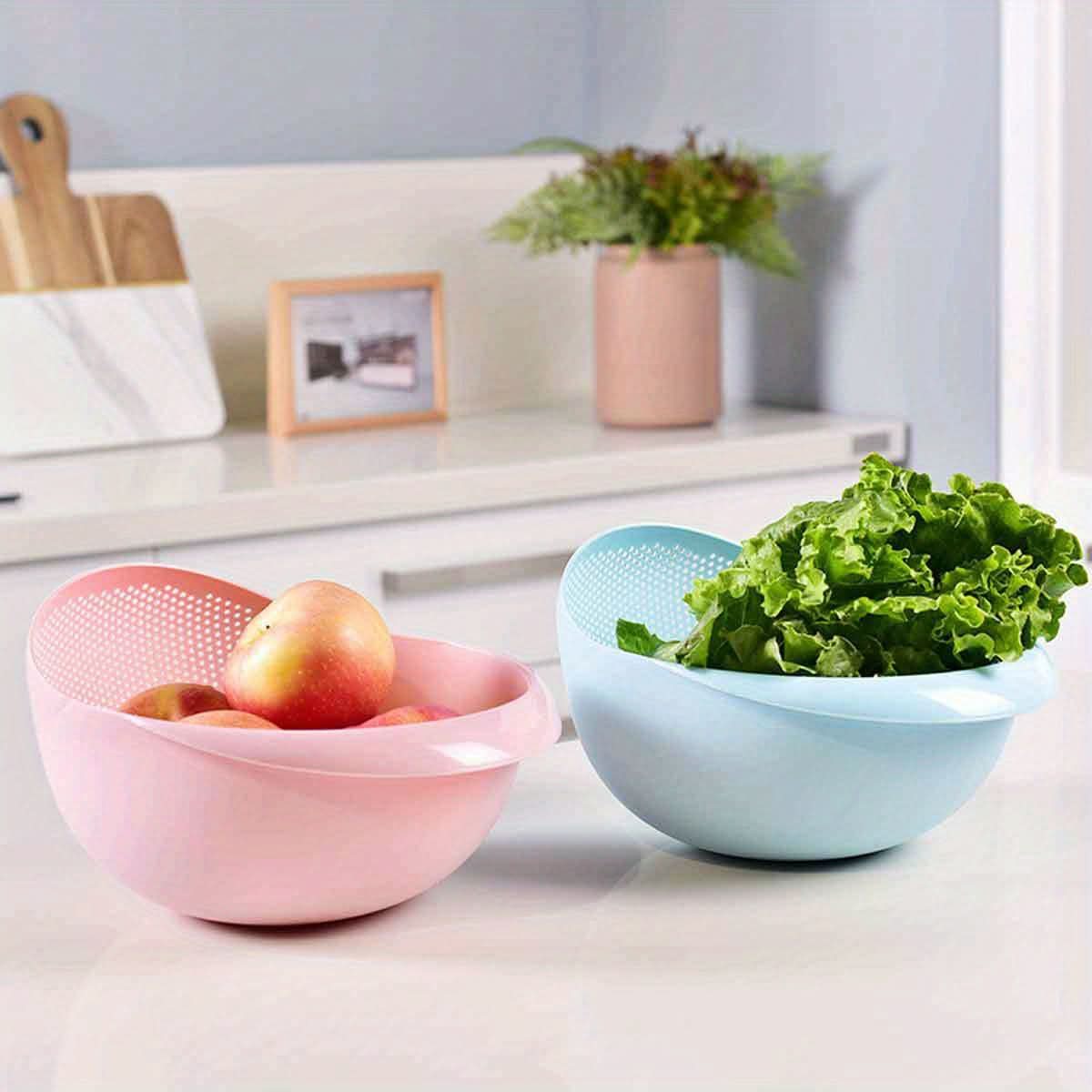 Kitchen Wash Basket Dual-Function Fine Drainage Holes Ergonomic Handle