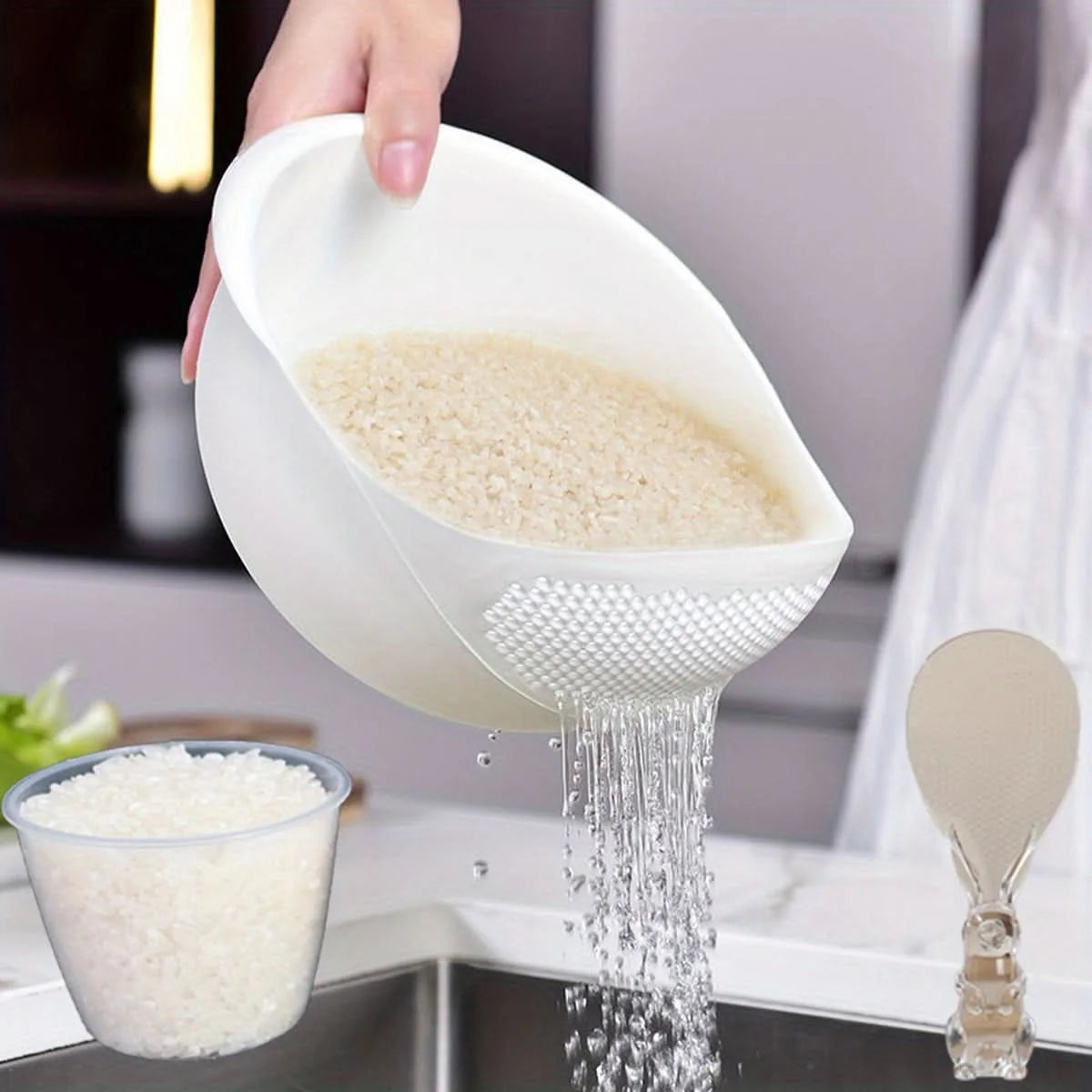 Kitchen Wash Basket Dual-Function Fine Drainage Holes Ergonomic Handle