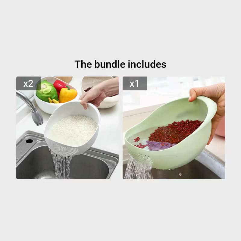 Kitchen Wash Basket Dual-Function Fine Drainage Holes Ergonomic Handle