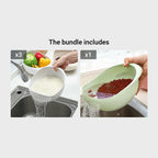 Kitchen Wash Basket Dual-Function Fine Drainage Holes Ergonomic Handle
