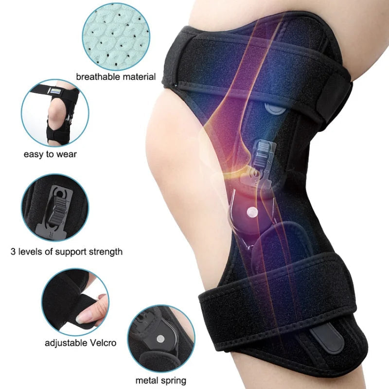 Knee Brace Adjustable Straps Reinforced Metal Stabilizers
