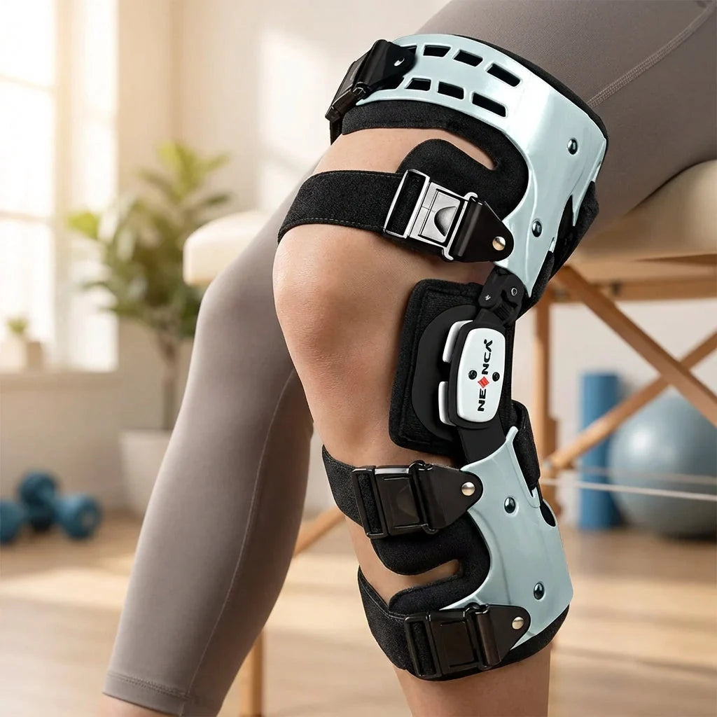 Knee Brace Double Hinge Adjustable Straps & Padded Lining