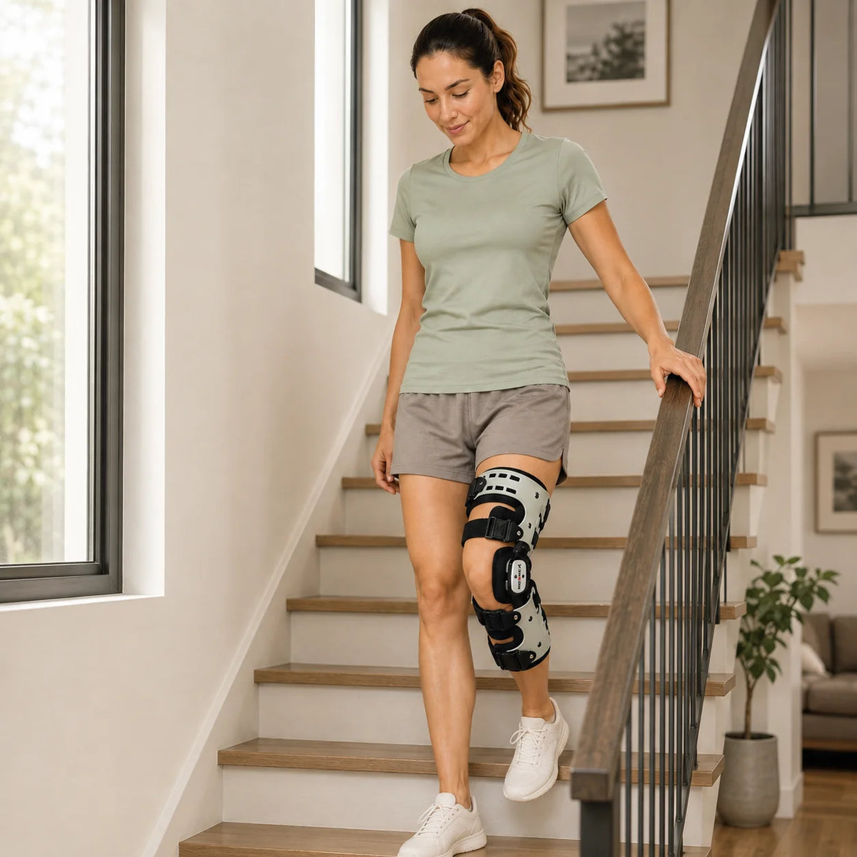 Knee Brace Double Hinge Adjustable Straps & Padded Lining