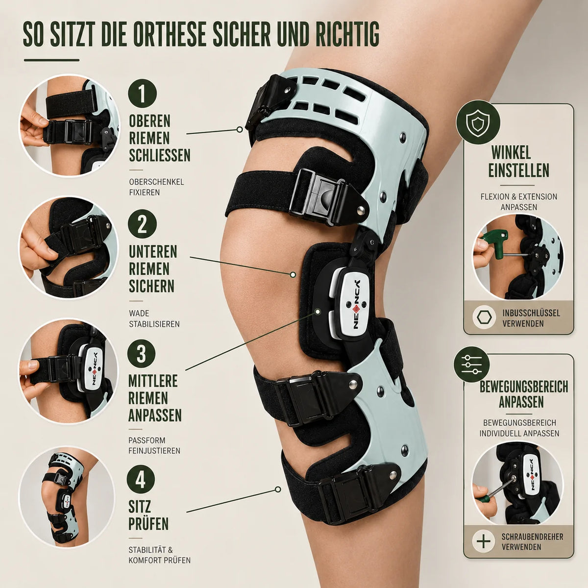 Knee Brace Double Hinge Adjustable Straps & Padded Lining