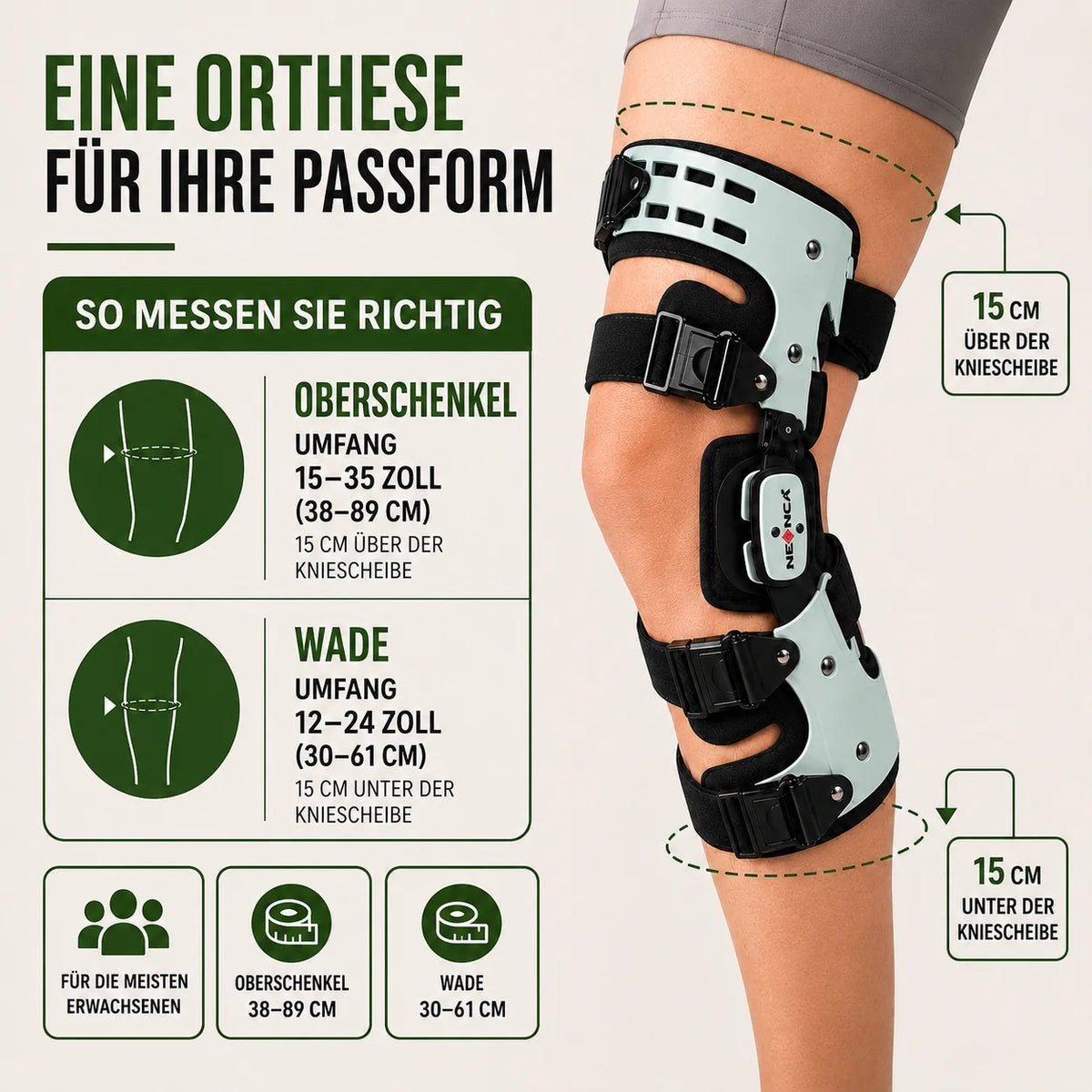 Knee Brace Double Hinge Adjustable Straps & Padded Lining