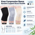 Knee Compression Sleeve Breathable Bamboo Fabric Flexible Support