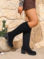 Knee High Boots 2.8 Inch Block Heel Slip-Resistant Sole