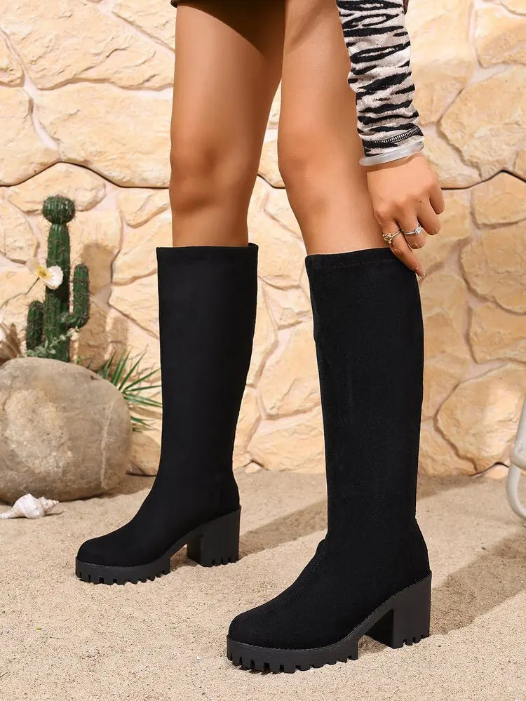 Knee High Boots 2.8 Inch Block Heel Slip-Resistant Sole