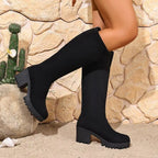 Knee High Boots 2.8 Inch Block Heel Slip-Resistant Sole