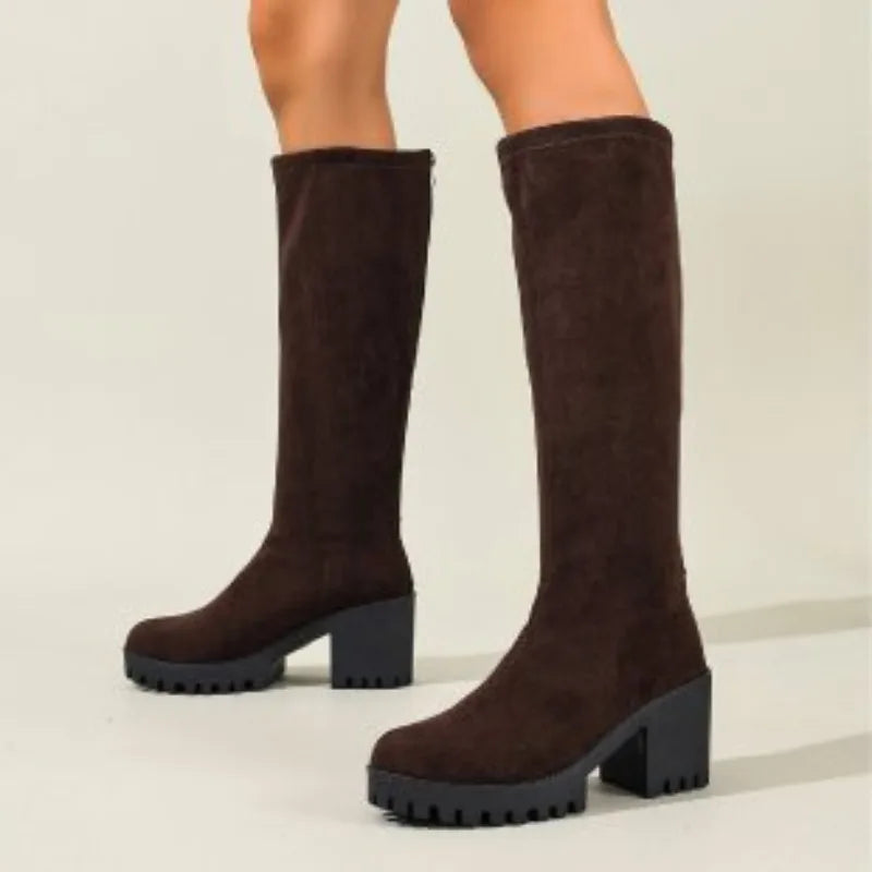 Knee High Boots 2.8 Inch Block Heel Slip-Resistant Sole