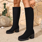 Knee High Boots 2.8 Inch Block Heel Slip-Resistant Sole
