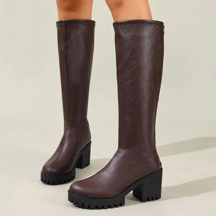 Knee High Boots 2.8 Inch Block Heel Slip-Resistant Sole