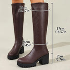 Knee High Boots 2.8 Inch Block Heel Slip-Resistant Sole