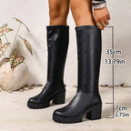 Knee High Boots 2.8 Inch Block Heel Slip-Resistant Sole