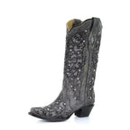 Knee-High Boots Sequined Embroidered Pointed Toe & Thick Heel