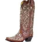 Knee-High Boots Sequined Embroidered Pointed Toe & Thick Heel