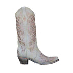 Knee-High Boots Sequined Embroidered Pointed Toe & Thick Heel