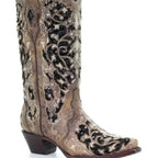Knee-High Boots Sequined Embroidered Pointed Toe & Thick Heel